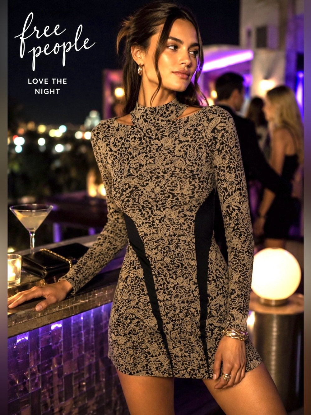 FREE PEOPLE Night Play Ginger Jacquard Dress